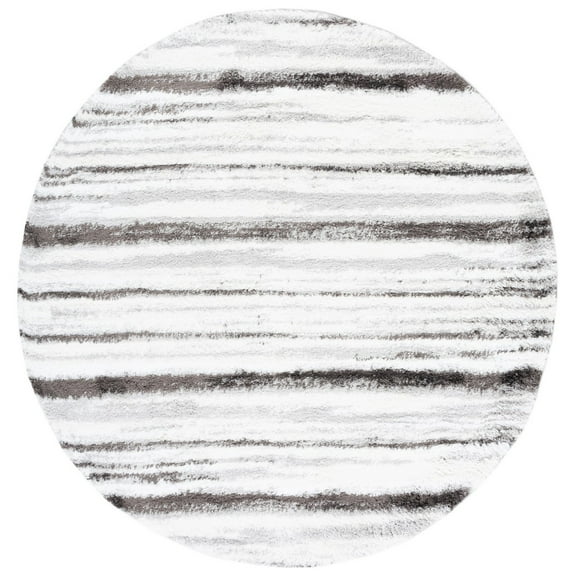 SAFAVIEH Berber Grayson Abstract Shag Area Rug, 7' x 7' Round, Light Grey/Dark Grey