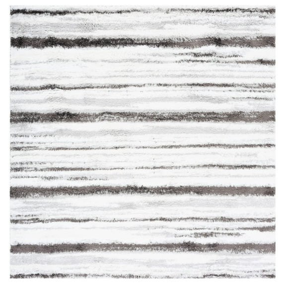 SAFAVIEH Berber Grayson Abstract Shag Area Rug, 7' x 7' Square, Light Grey/Dark Grey