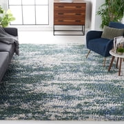 SAFAVIEH Berber Damian Abstract Shag Area Rug, Green/Beige, 11' x 15'