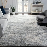 SAFAVIEH Berber Damian Abstract Shag Area Rug, Gray Blue/Cream, 10' x 14'
