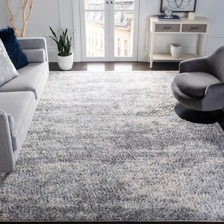 SAFAVIEH Berber Damian Abstract Shag Area Rug, Gray Blue/Cream, 8' x 10'