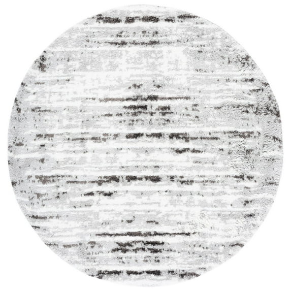 SAFAVIEH Berber Hollie Abstract Polyester Shag Area Rug, Grey/Dark Grey, 7' x 7' Round