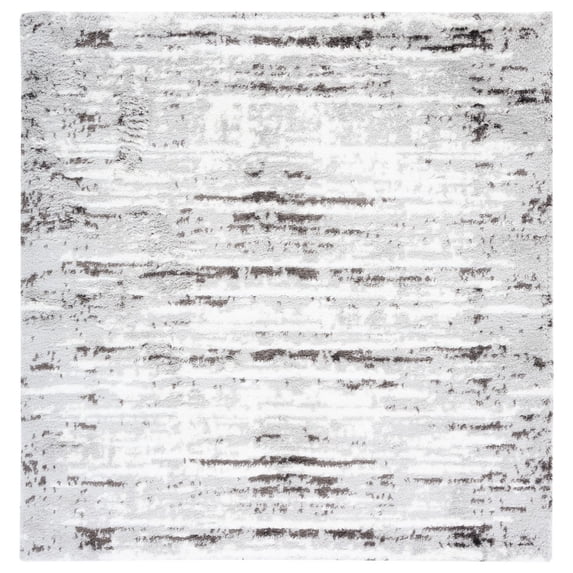 SAFAVIEH Berber Hollie Abstract Polyester Shag Area Rug, Grey/Dark Grey, 7' x 7' Square