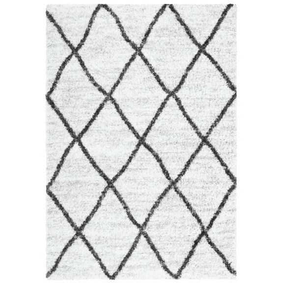 SAFAVIEH Berber Irving Abstract Shag Area Rug, 8' x 10', Ivory/Grey