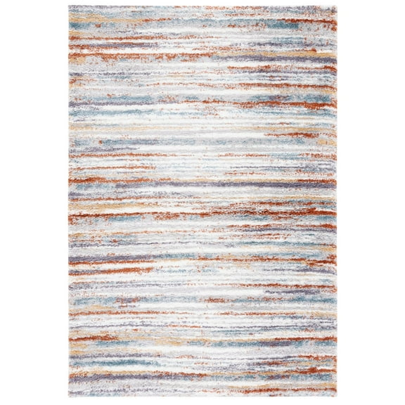 SAFAVIEH Berber Jaslyn Abstract Shag Area Rug, 3' x 5', Blue Rust/Ivory
