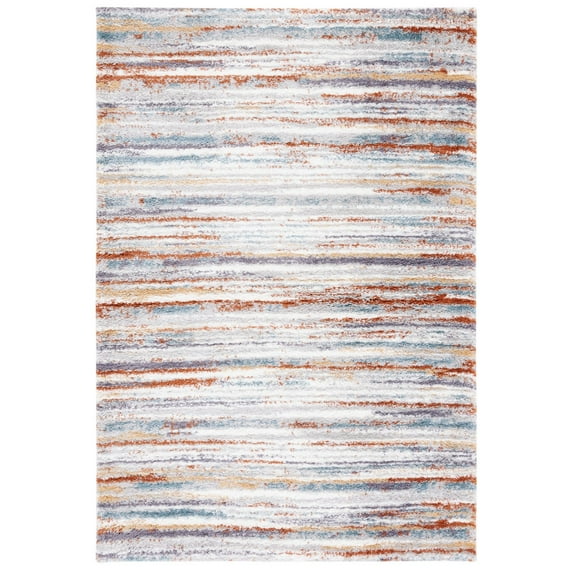 SAFAVIEH Berber Jaslyn Abstract Shag Area Rug, 8' x 10', Blue Rust/Ivory