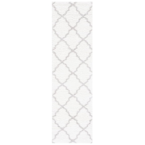 SAFAVIEH Berber Jayme Abstract Shag Area Rug, 2'3" x 8' Runner, Ivory/Light Grey