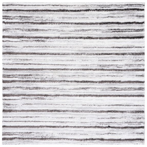 SAFAVIEH Berber Jonette Abstract Polyester Shag Area Rug, Grey/Dark Grey, 7' x 7' Square