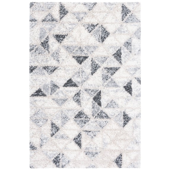 SAFAVIEH Berber Kayleah Abstract Shag Area Rug, 6'7" x 8'7", Grey/Ivory