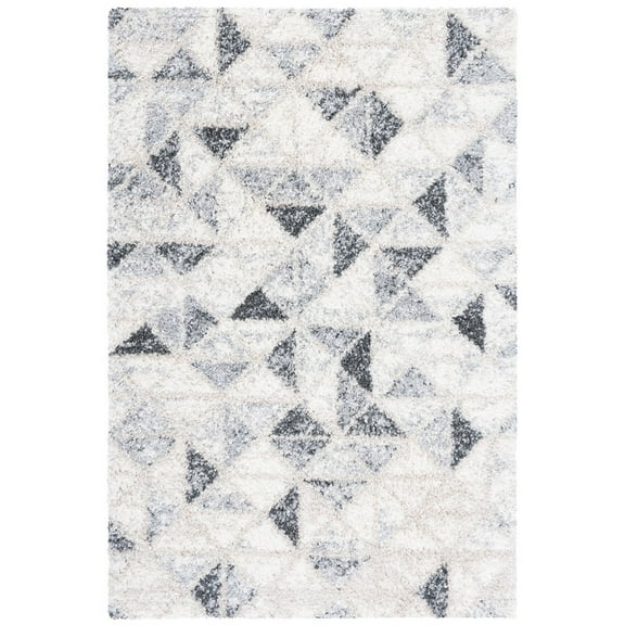 SAFAVIEH Berber Kayleah Abstract Shag Area Rug, 9' x 12', Grey/Ivory