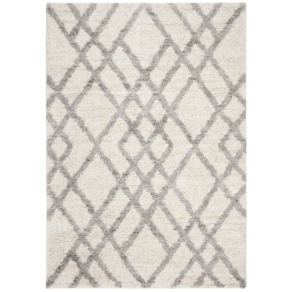 SAFAVIEH Berber Kyle Geometric Shag Area Rug, Cream/Grey, 3'3" x 5'3"