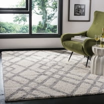 SAFAVIEH Berber Kyle Geometric Shag Area Rug, Cream/Gray, 5'3" x 7'6"