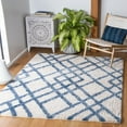 thumbnail image 1 of SAFAVIEH Berber Kyle Geometric Shag Area Rug, Ivory/Blue, 2' x 4', 1 of 11