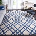 thumbnail image 1 of SAFAVIEH Berber Kyle Geometric Shag Area Rug, Ivory/Blue, 6'7" x 6'7" Square, 1 of 11