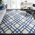 thumbnail image 1 of SAFAVIEH Berber Kyle Geometric Shag Area Rug, Ivory/Blue, 9' x 12', 1 of 11