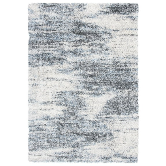SAFAVIEH Berber Kyler Abstract Shag Area Rug, 5'3" x 7'6", Ivory/Grey