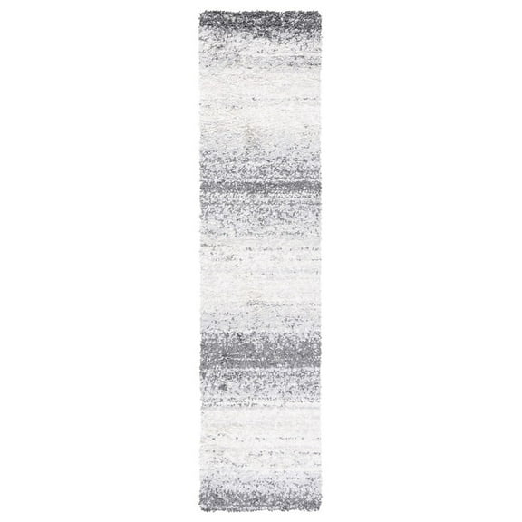 SAFAVIEH Berber Layon Abstract Shag Runner Rug, Grey/Ivory, 2'2" x 9'