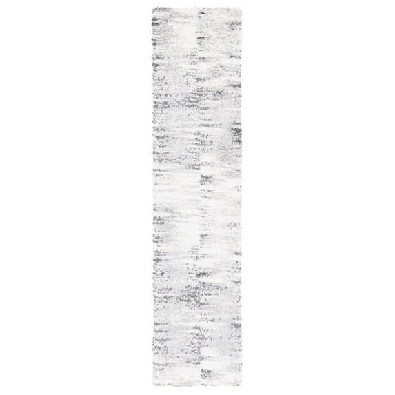 SAFAVIEH Berber Leland Abstract Shag Runner Rug, Grey/Ivory, 2'2" x 9'