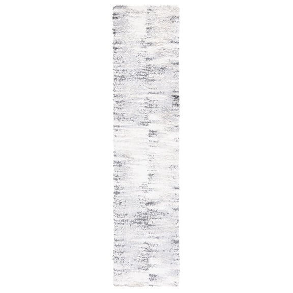 SAFAVIEH Berber Leland Abstract Shag Runner Rug, Grey/Ivory, 2'2" x 9'