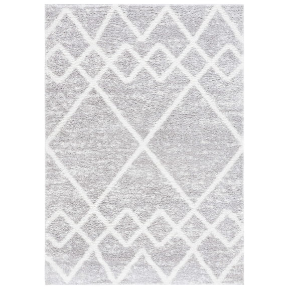 SAFAVIEH Berber Lidija Abstract Polyester Shag Area Rug, Ivory/Grey, 3' x 5'