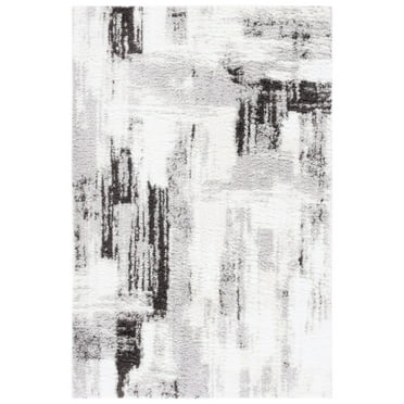 SAFAVIEH Berber Linette Abstract Shag Area Rug, 5'5" x 7'7", Grey/Dark Grey