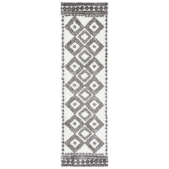 SAFAVIEH Berber Madisyn Abstract Shag Area Rug, 8' x 10', Ivory/Dark Grey