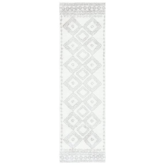 SAFAVIEH Berber Madisyn Abstract Shag Area Rug, 9' x 12', Ivory/Grey