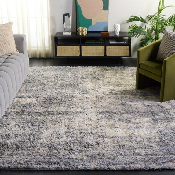 SAFAVIEH Berber Major Abstract Shag Area Rug, Ivory/Gray, 11' x 15'