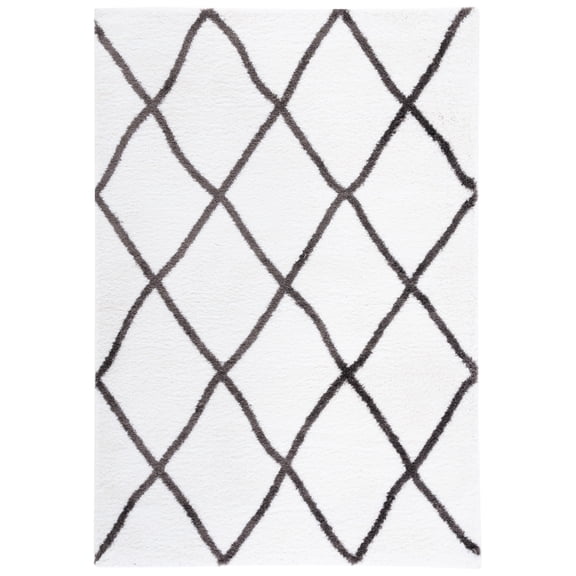 SAFAVIEH Berber Mercer Janey Abstract Shag Area Rug, 8' x 10', Ivory/Grey