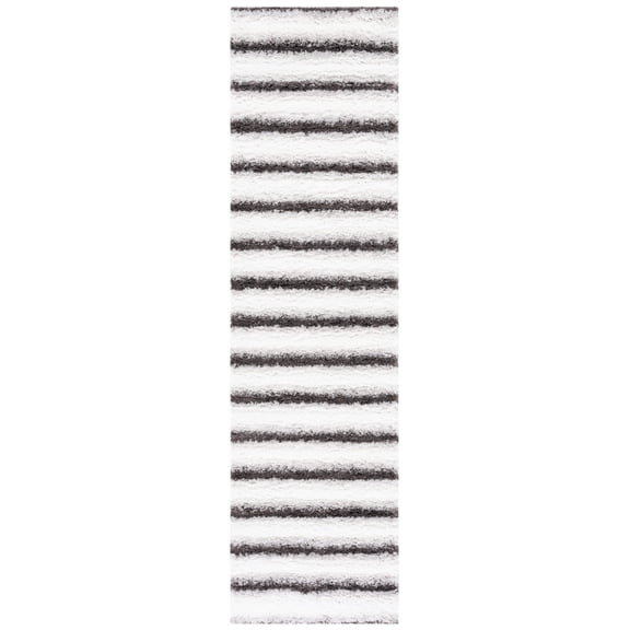 SAFAVIEH Berber Milan Abstract Shag Area Rug, 2'3" x 8' Runner, Ivory/Grey