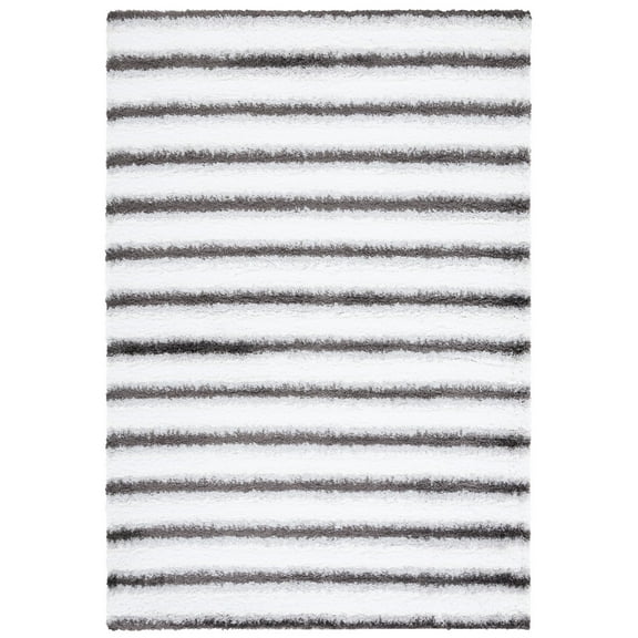 SAFAVIEH Berber Milan Abstract Shag Area Rug, 5'5" x 7'7", Ivory/Grey