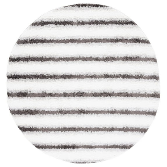 SAFAVIEH Berber Milan Abstract Shag Area Rug, 7' x 7' Round, Ivory/Grey