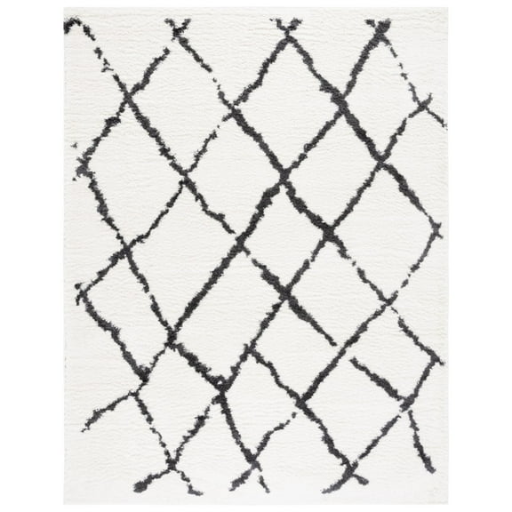 SAFAVIEH Berber Santana Geometric Shag Area Rug, Cream/Brown, 5'1" x 7'6"