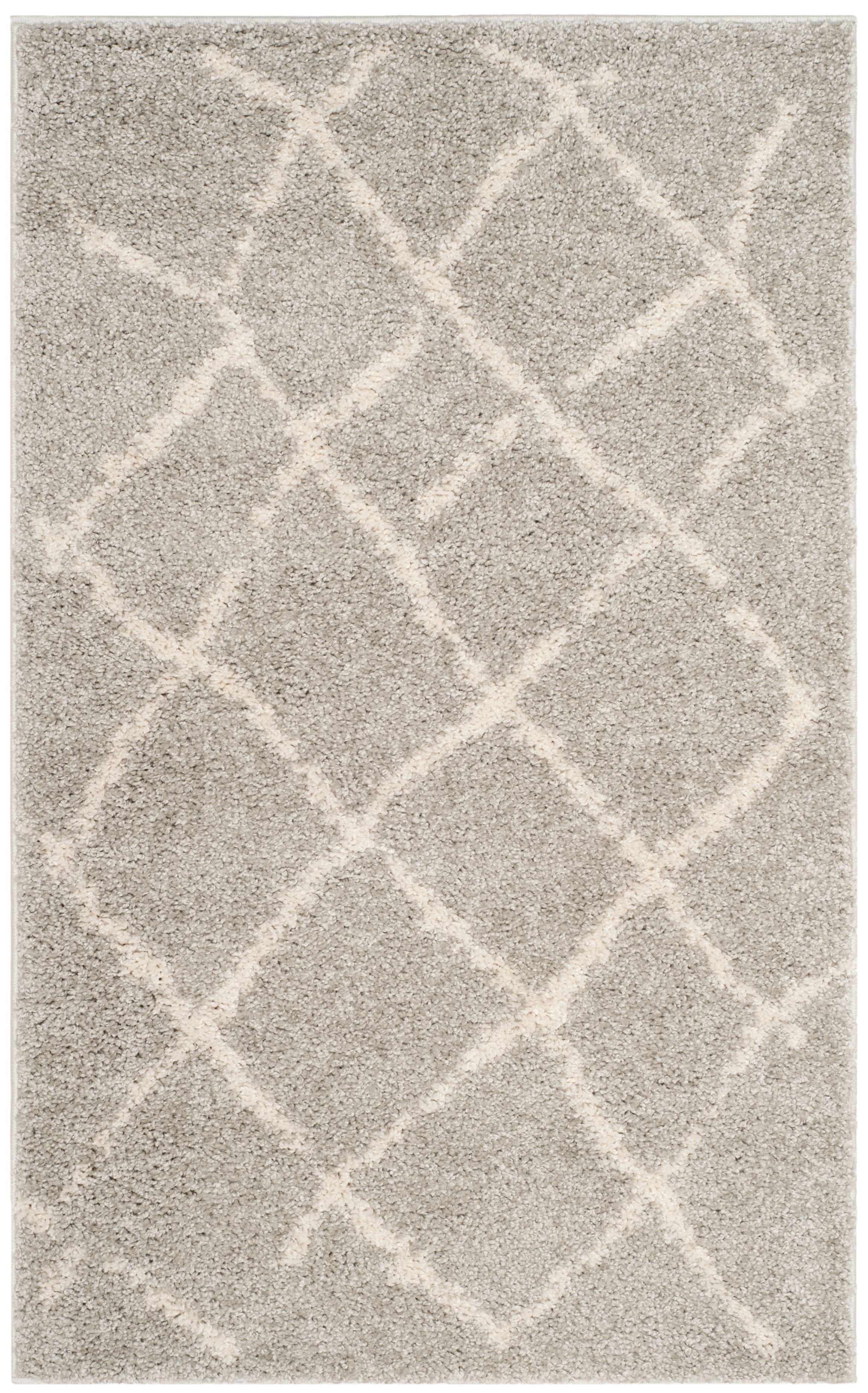 Light Grey Synthetic Shag Area Rug 3' x 5'