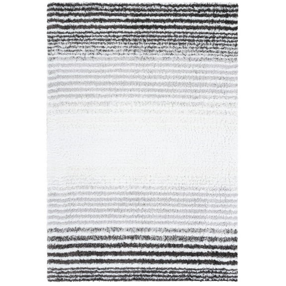 SAFAVIEH Berber Sera Abstract Polyester Shag Area Rug, Ivory/Grey, 5'5" x 7'7"