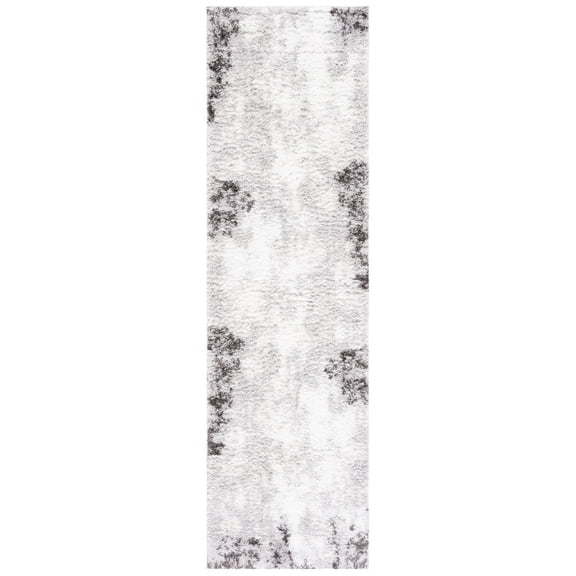 SAFAVIEH Berber Seymour Abstract Shag Area Rug, 2'3" x 8' Runner, Light Grey/Dark Grey