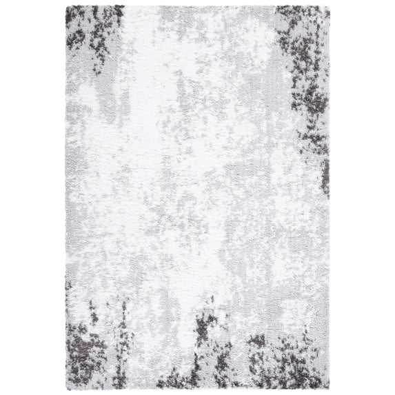 SAFAVIEH Berber Seymour Abstract Shag Area Rug, 5'5" x 7'7", Light Grey/Dark Grey