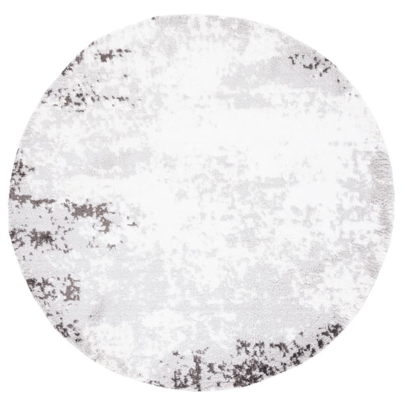 SAFAVIEH Berber Seymour Abstract Shag Area Rug, 7' x 7' Round, Light Grey/Dark Grey