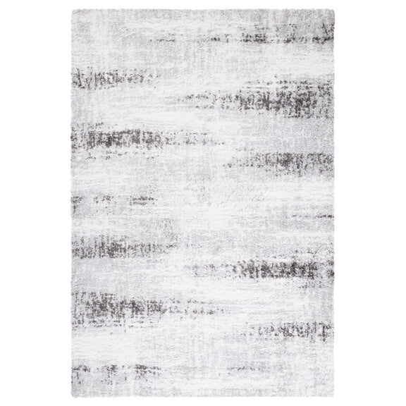 SAFAVIEH Berber Seymour Abstract Shag Area Rug, 7' x 7' Square, Light Grey/Dark Grey