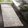 thumbnail image 1 of SAFAVIEH Berber Avery Geometric Shag Runner Rug, Cream/Gray, 2' x 10', 1 of 8