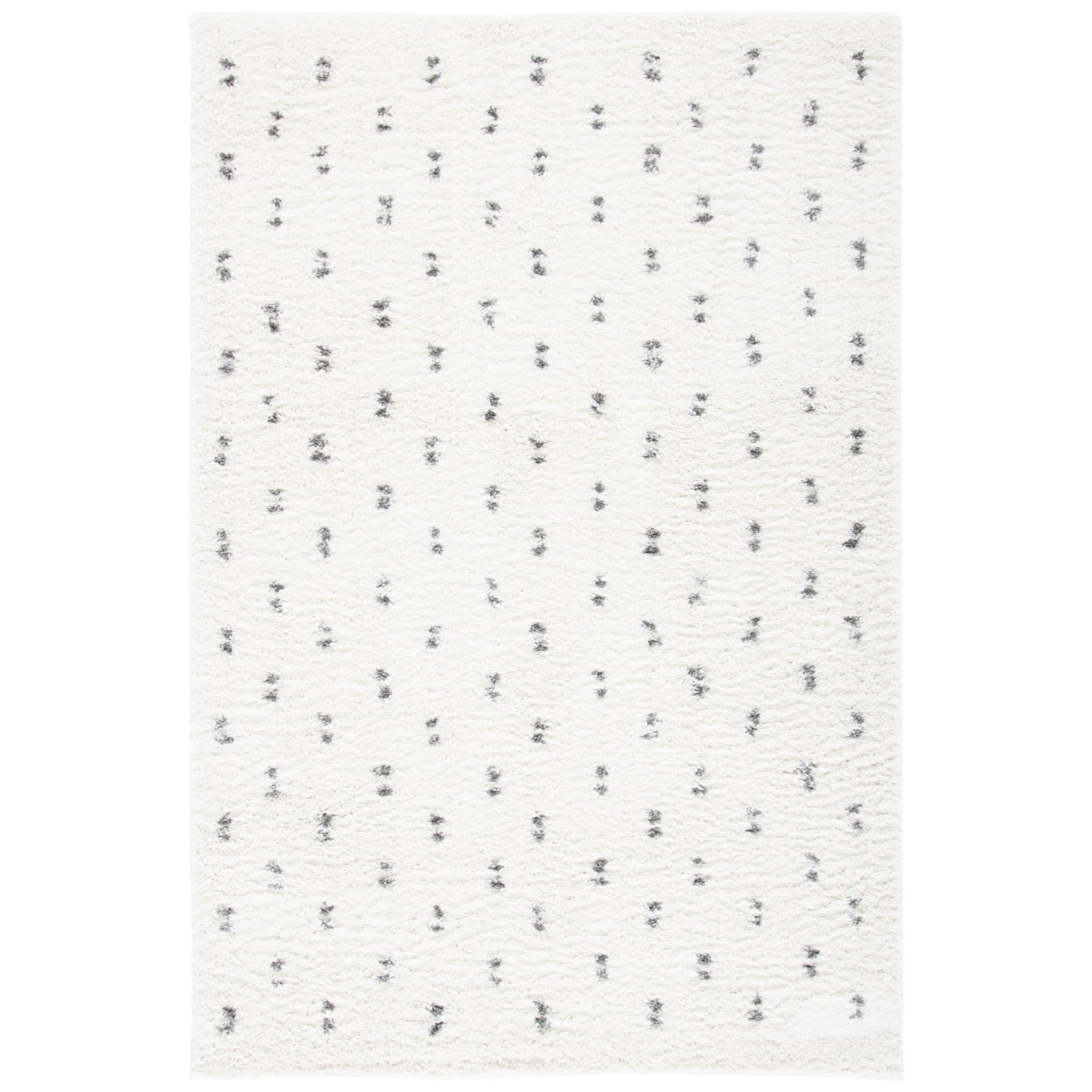 Gray and White Synthetic Berber Shag Area Rug 2'6" x 4'