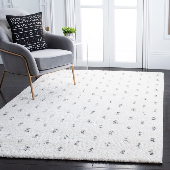 SAFAVIEH Berber Caymen Polka Dot Shag Area Rug, Beige/Gray, 2'6" x 4'