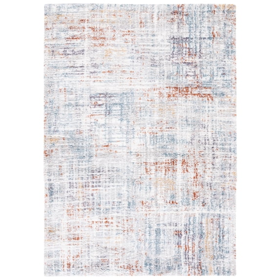 SAFAVIEH Berber Shag Clover Abstract Area Rug, Blue Rust/Ivory, 11' x 15'