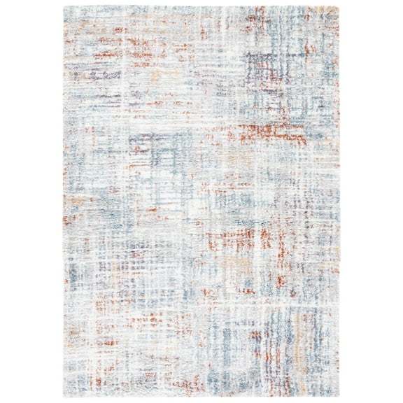 SAFAVIEH Berber Shag Clover Abstract Area Rug, Blue Rust/Ivory, 2'3" x 3'11"