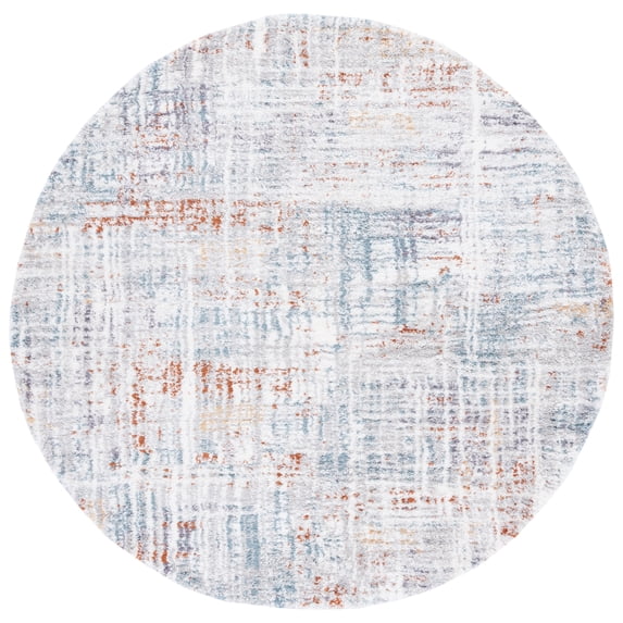 SAFAVIEH Berber Shag Clover Abstract Area Rug, Blue Rust/Ivory, 4'5" x 4'5" Round