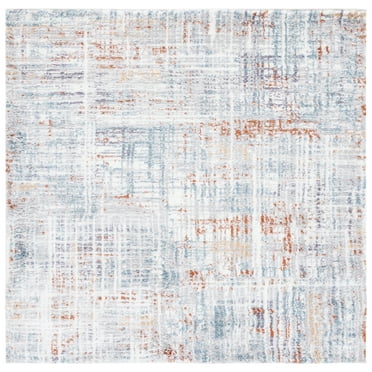 SAFAVIEH Berber Shag Clover Abstract Area Rug, Blue Rust/Ivory, 8' x 8' Square