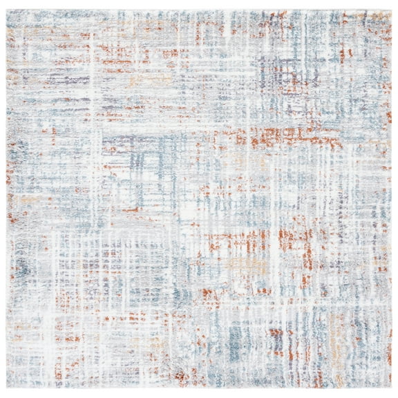 SAFAVIEH Berber Shag Clover Abstract Area Rug, Blue Rust/Ivory, 8' x 8' Square