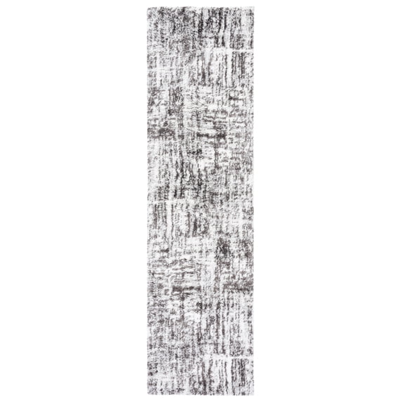 SAFAVIEH Berber Shag Clover Abstract Runner Rug, Grey/Dark Grey, 2'3" x 6'