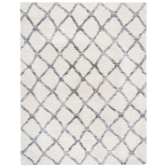 SAFAVIEH Berber Shag Collection BER215B Ivory / Grey Rug