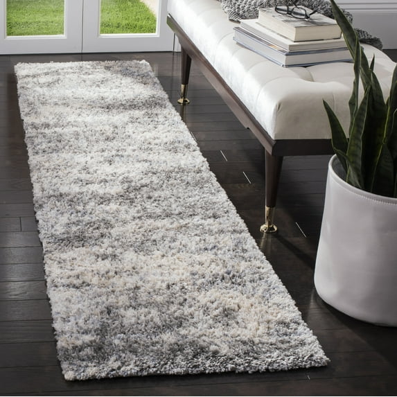SAFAVIEH Berber Damian Abstract Shag Runner Rug, Gray Blue/Cream, 2' x 22'